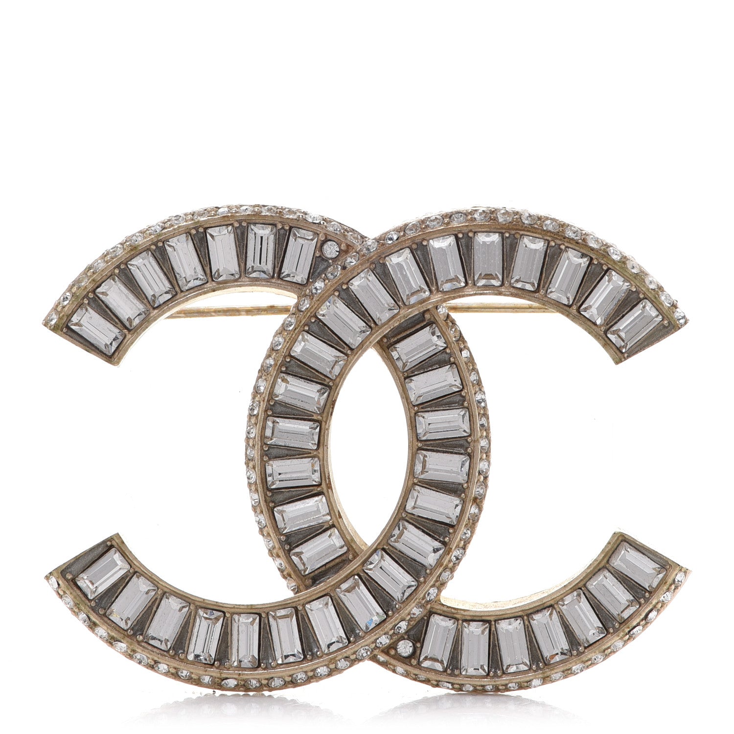 Chanel Baguette Crystal CC Brooch Gold 1 of 5