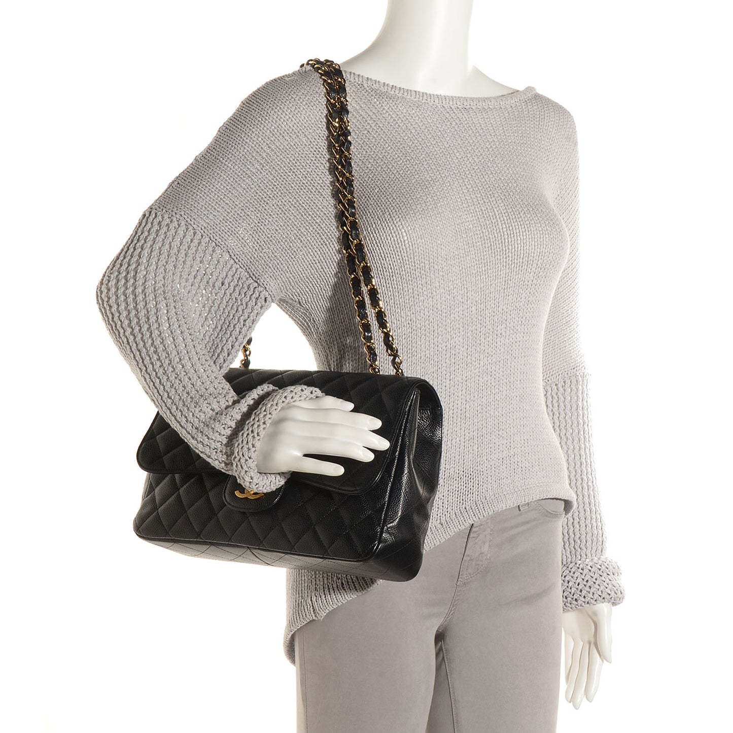 Caviar Jumbo Single Flap Black