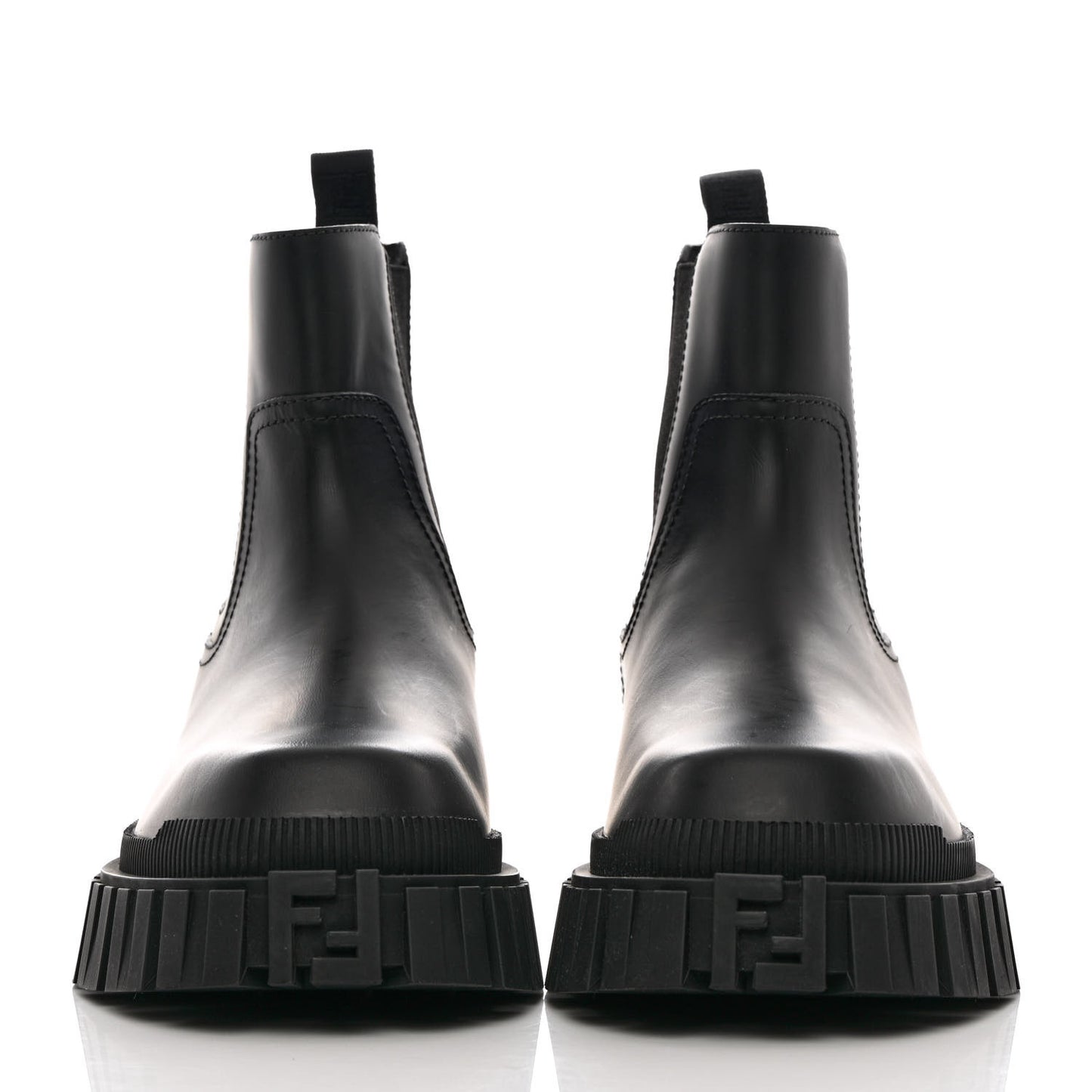 Calfskin Rubber Mens Fendi Force Chelsea Boots 9 Black