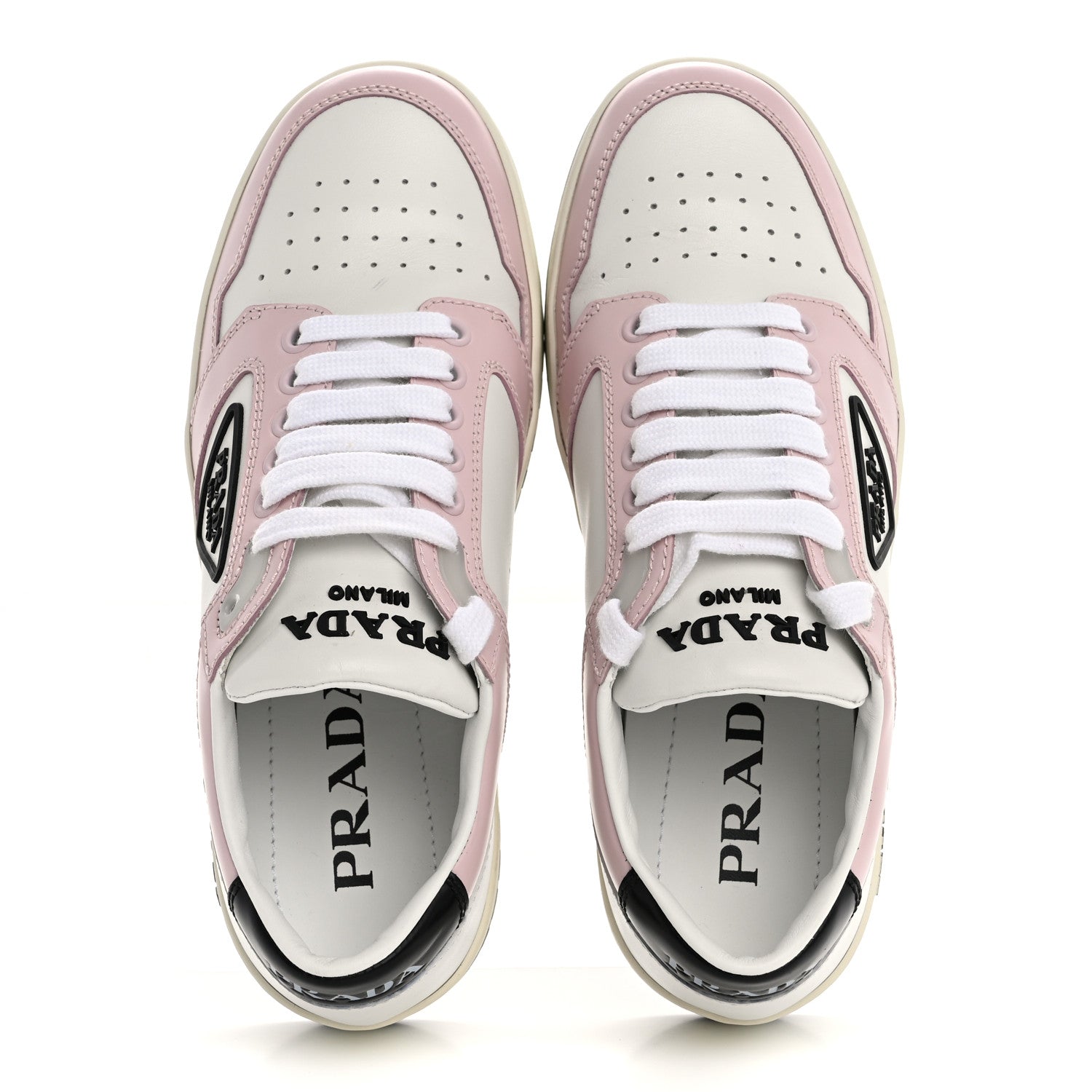 Prada Vitello Sport Spazzolato Rois Rubber Triangle Logo Perforated Womens District Low Top 30mm Sneakers 36 White Alabastro 2 of 16