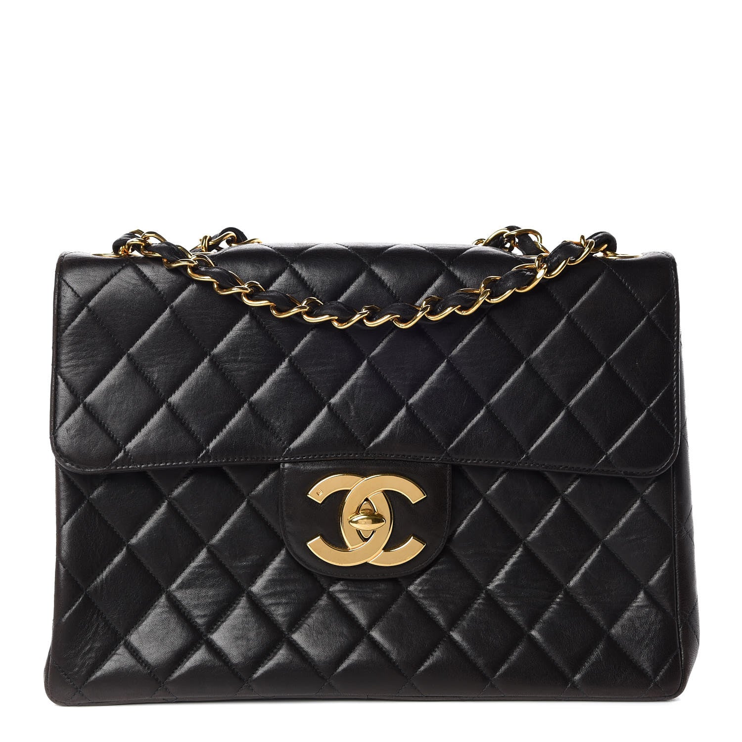 Chanel Lambskin Quilted XL Jumbo Single Flap Black 1 of 9