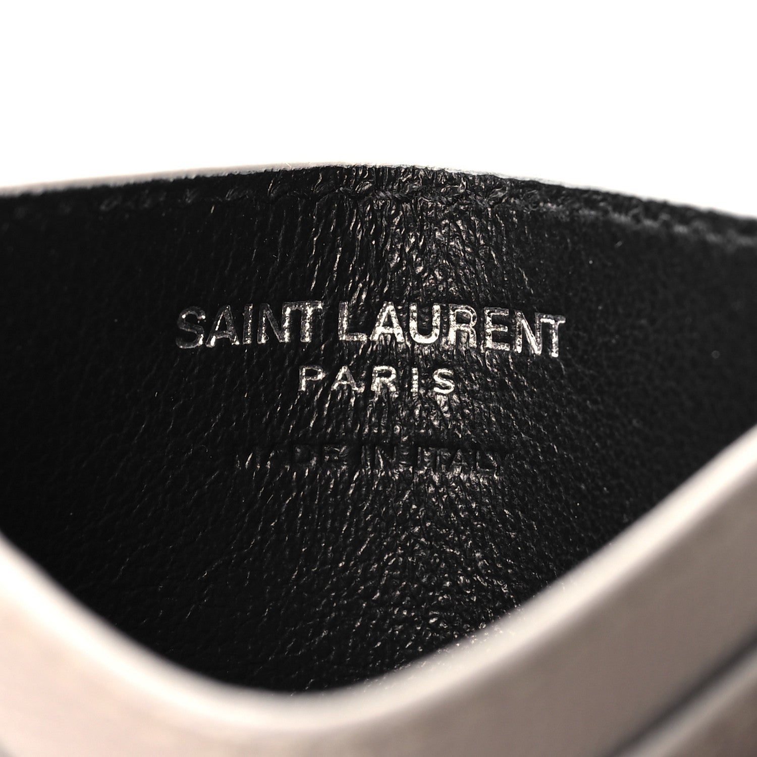 Saint Laurent Grain De Poudre Matelasse Chevron Monogram Credit Card Case Granite 6 of 8