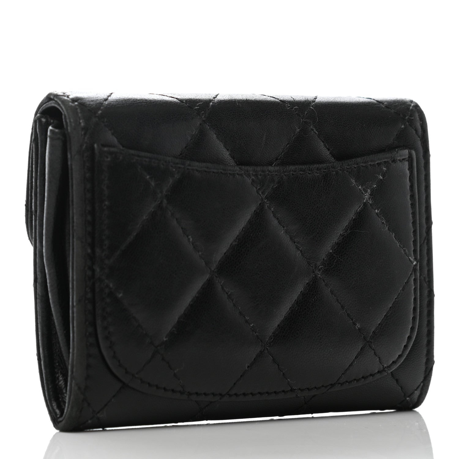 Chanel Lambskin Quilted Flap Card Holder Wallet Black 3 of 7