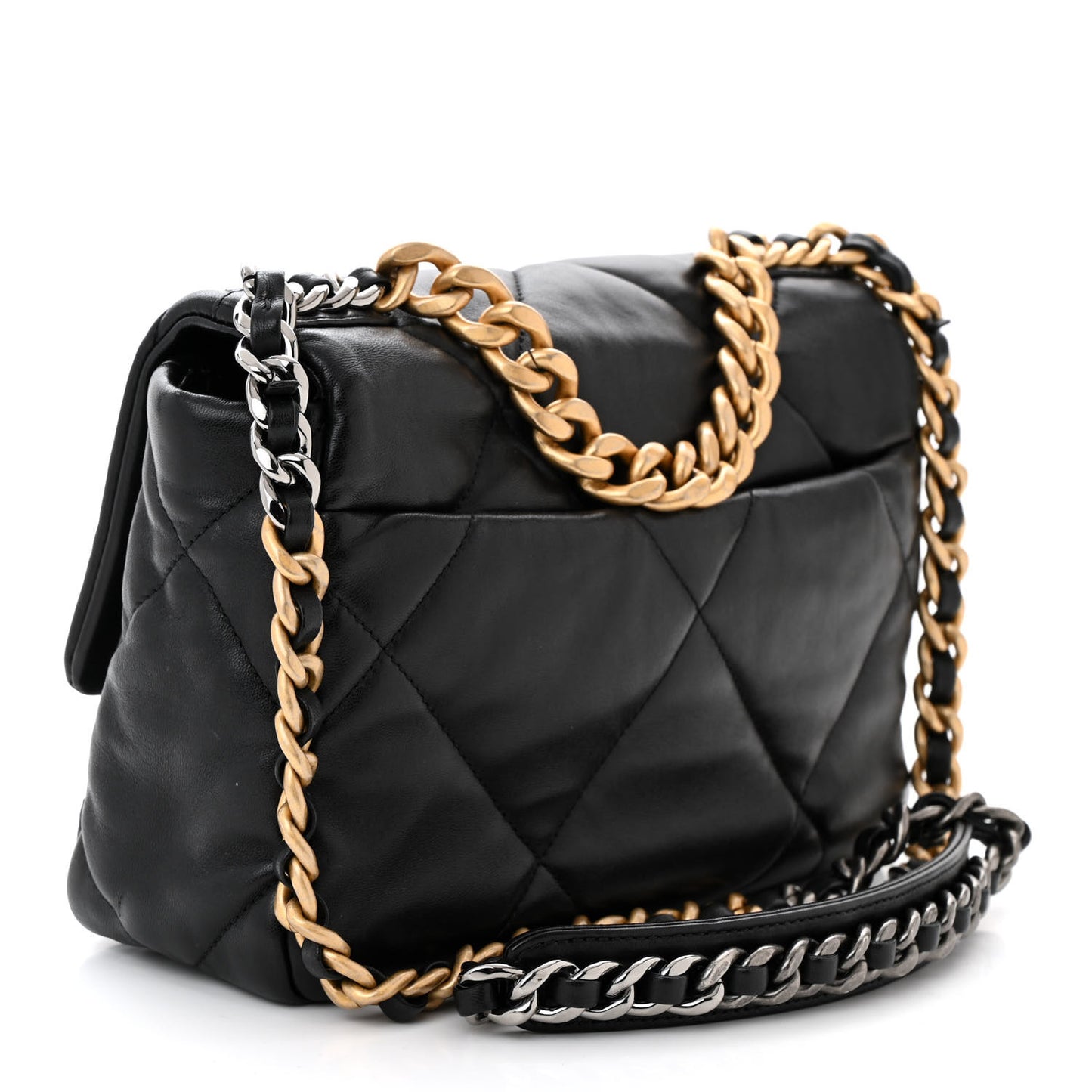 Lambskin Quilted Medium Chanel 19 Flap Black