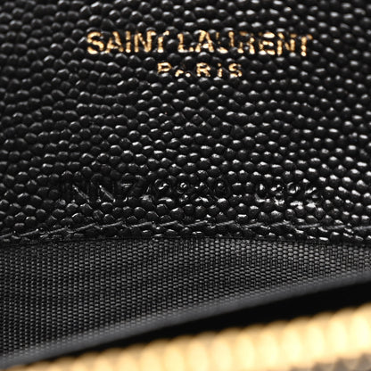 Saint Laurent Grain De Poudre Matelasse Chevron Monogram Envelope Chain Wallet Black 7 of 11