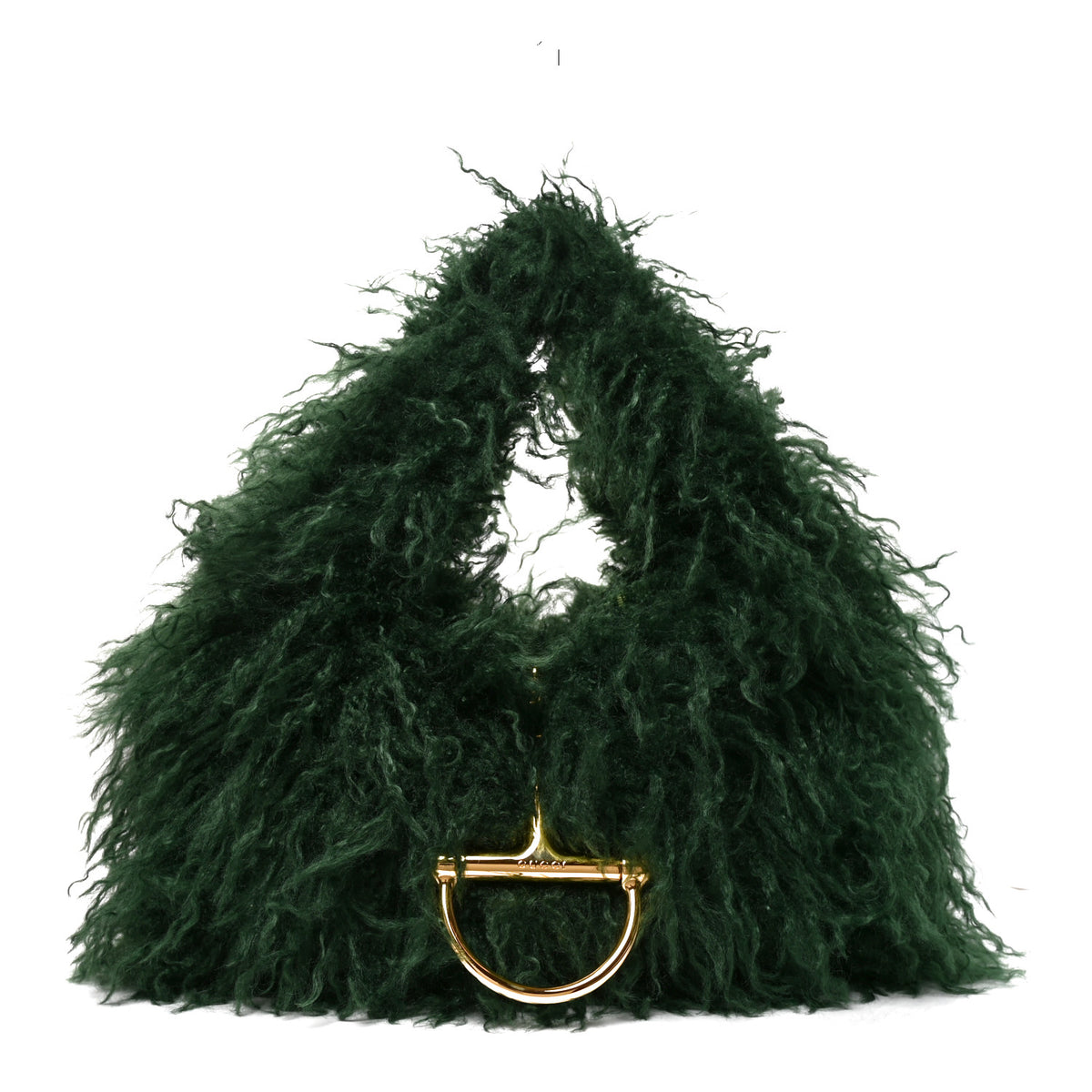 Gucci Faux Fur Softbit Shoulder Bag Green 1 of 11