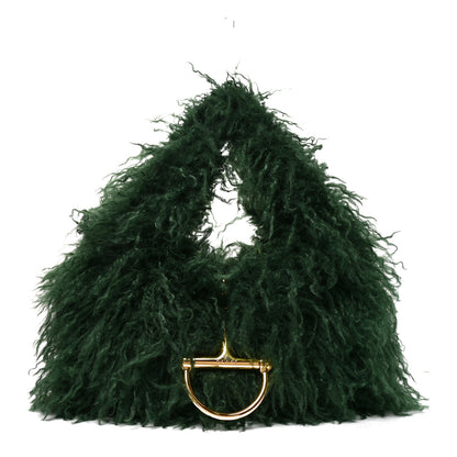 Gucci Faux Fur Softbit Shoulder Bag Green 1 of 11
