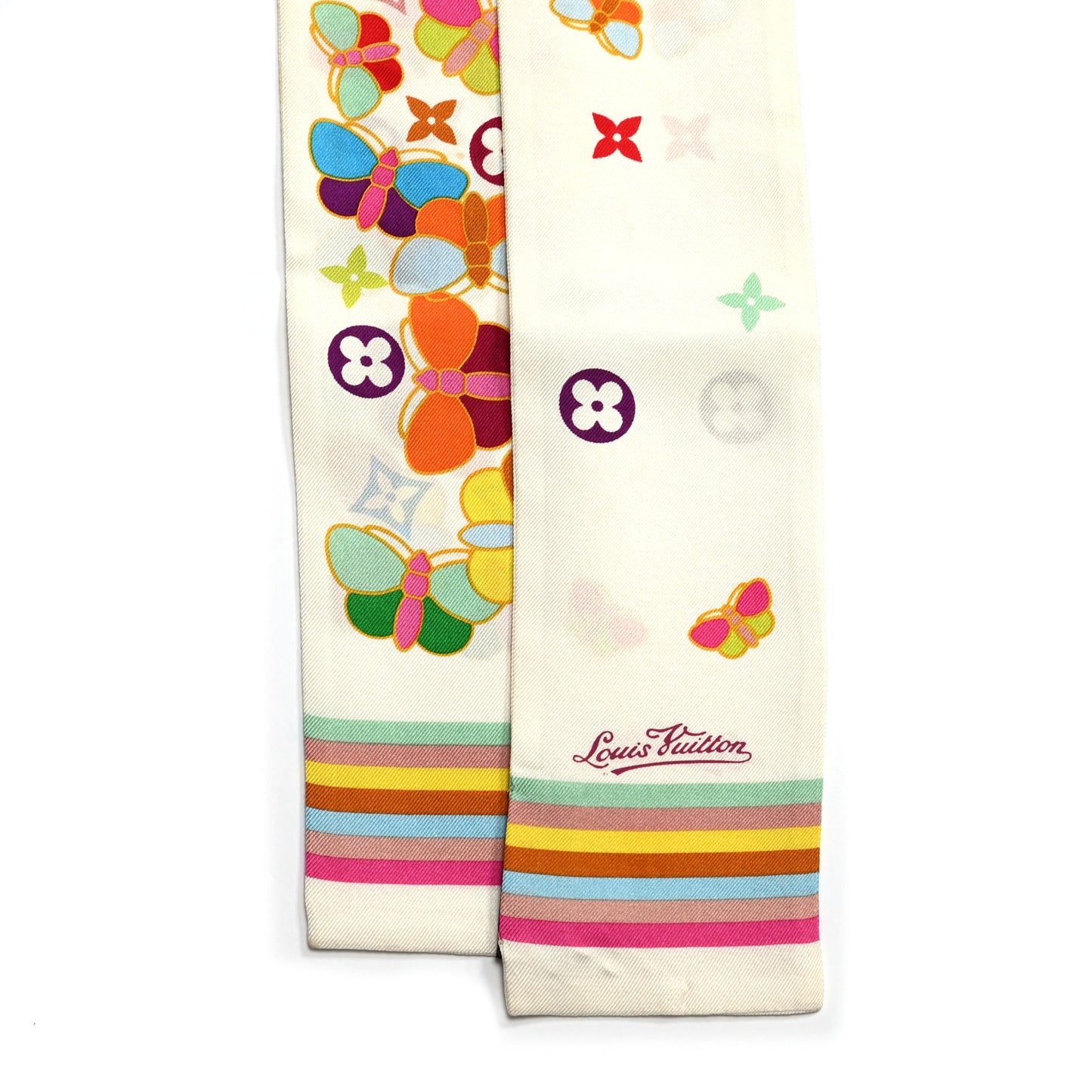 Silk Monogram Butterfly Bandeau White