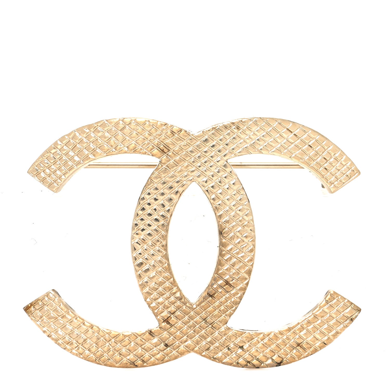 Chanel Metal Quilted CC Brooch Light Gold 1 of 4
