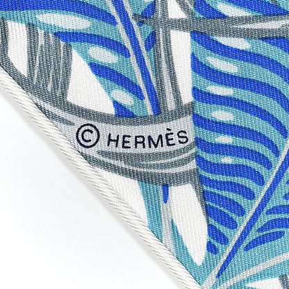 Hermes Silk Jaguar Quetzal Scarf 90 Bleu Gris Camel 3 of 4