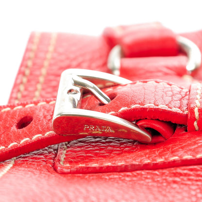 Prada Vitello Daino Shoulder Bag Rosso 9 of 9