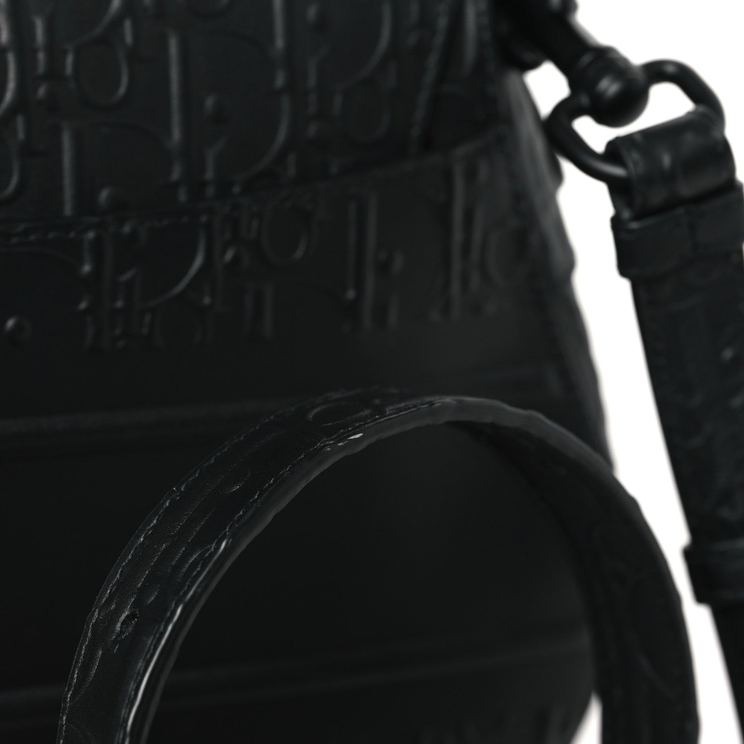 Christian Dior Calfskin Embossed Oblique Saddle Bag With Strap Black 10 of 10