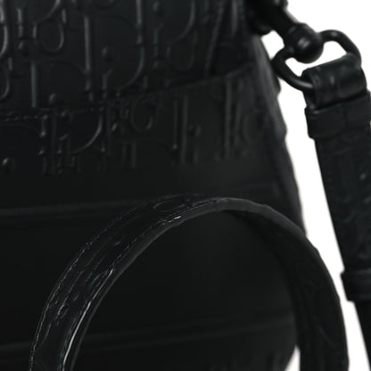Christian Dior Calfskin Embossed Oblique Saddle Bag With Strap Black 10 of 10
