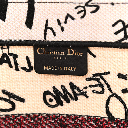 Christian Dior Canvas Embroidered Medium Dioramour Graffiti Book Tote Latte Multicolor 6 of 9