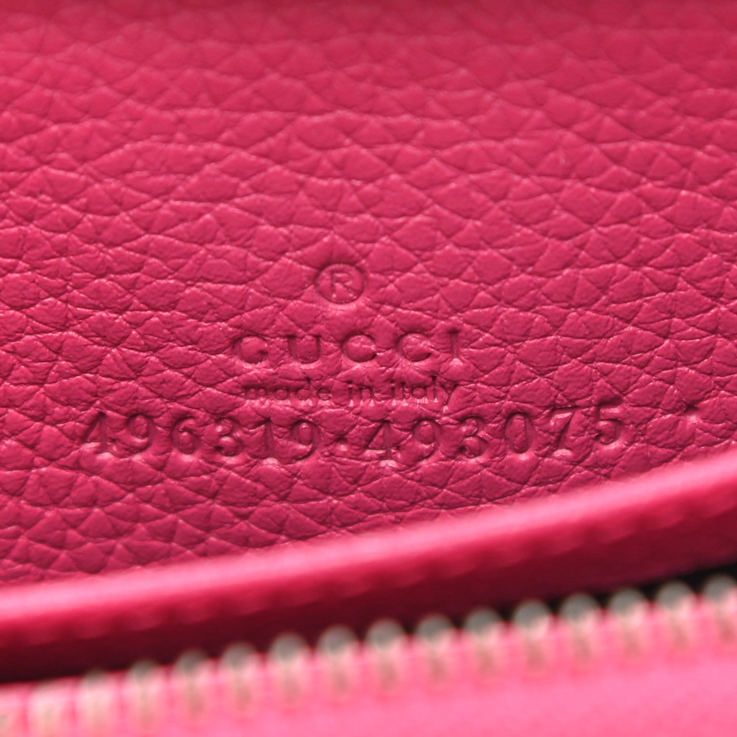 Gucci Grained Calfskin Logo Zip Around Card Case Box Pink Green 6 of 6
