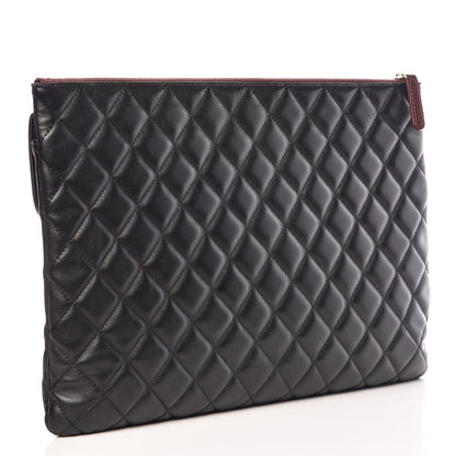 Chanel Lambskin Quilted Large Flap Cosmetic Case Black 3 of 13