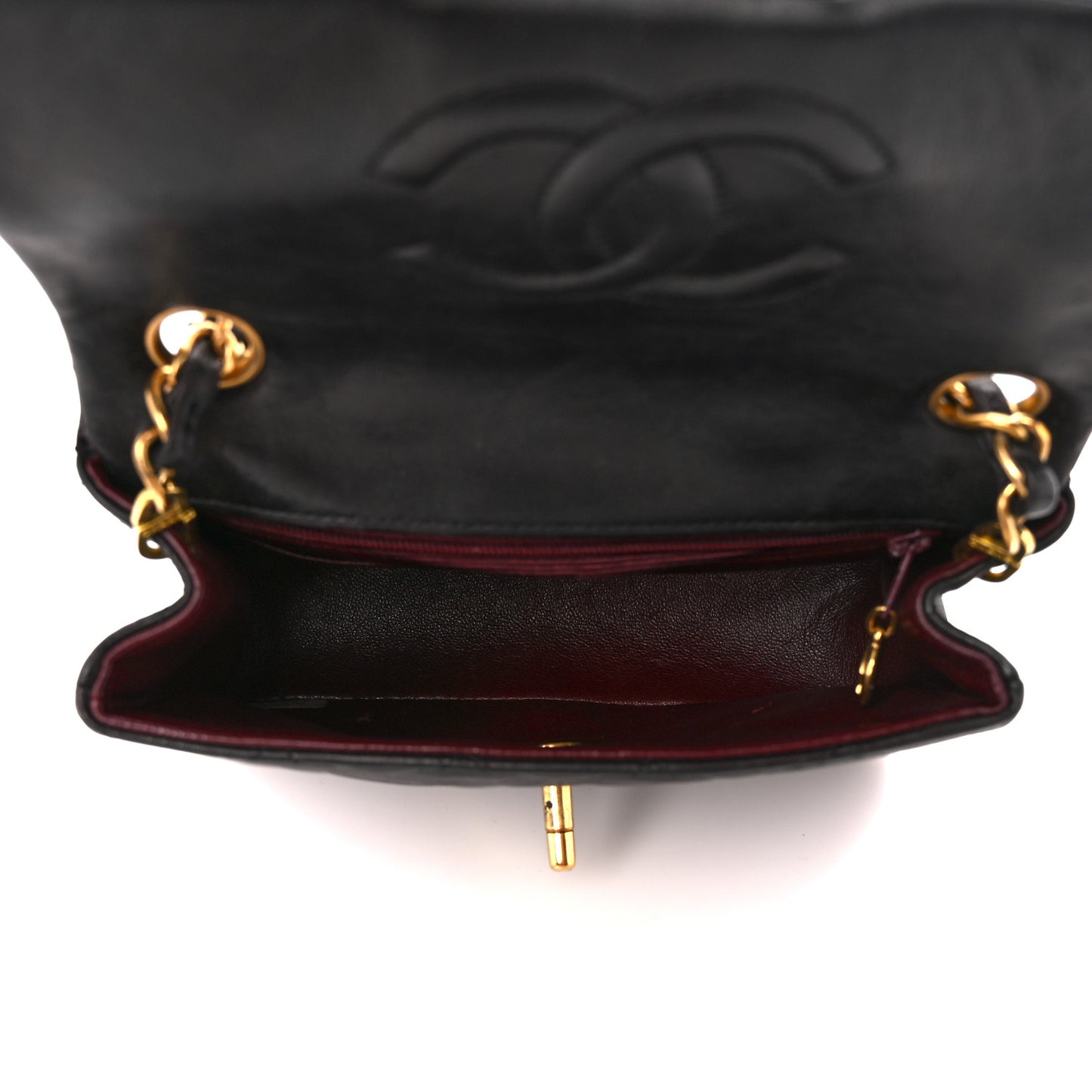 Lambskin Quilted Mini Square Flap Bag Black