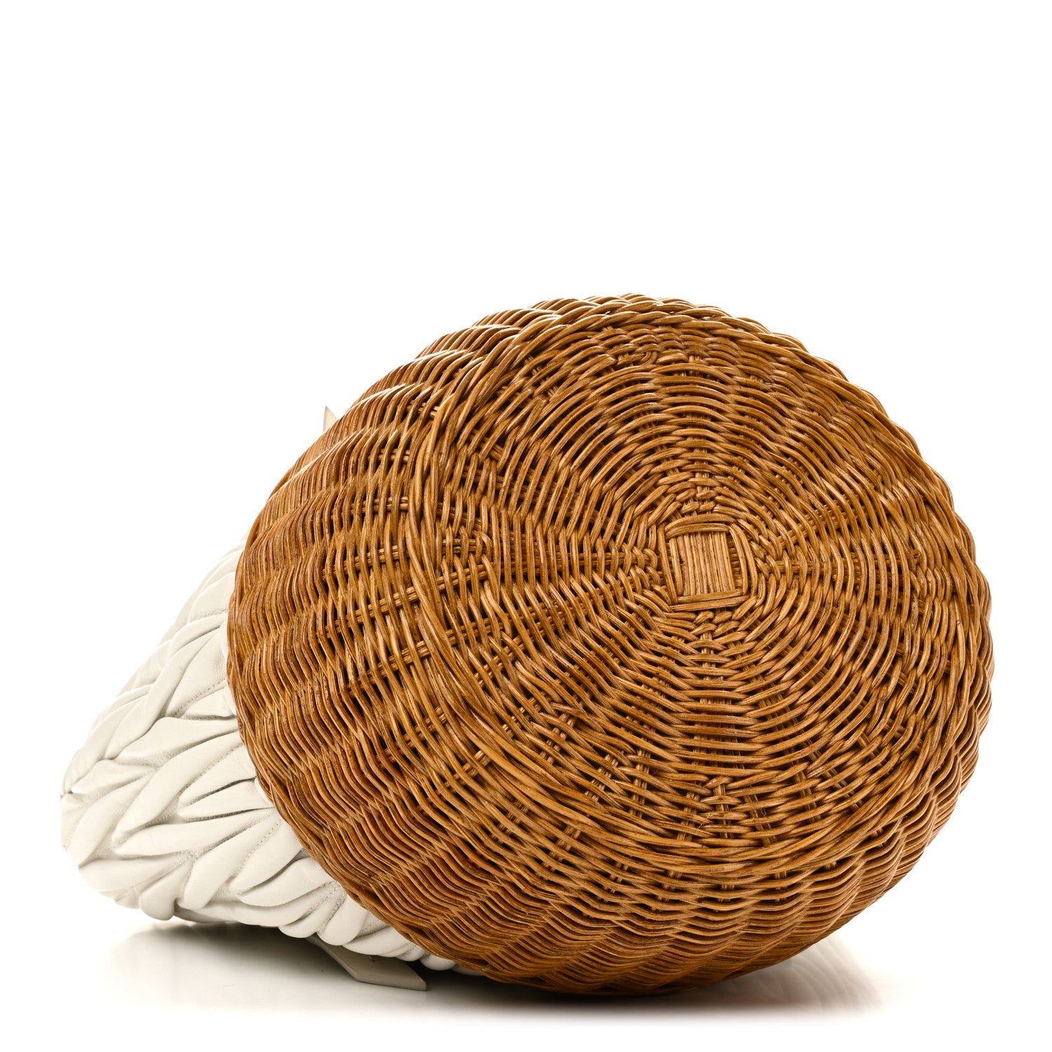 Miu Miu Nappa Matelasse Wicker Basket Bag White Miele 4 of 9
