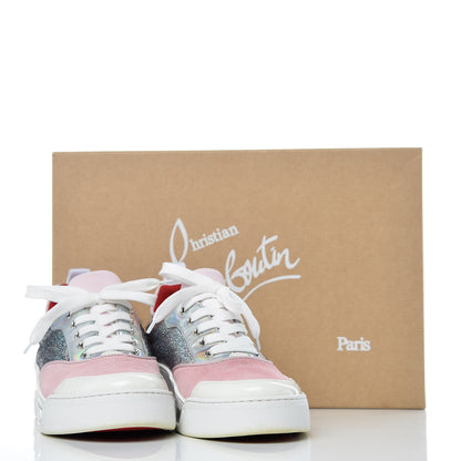 Christian Louboutin Metallic Calfskin Womens Aurelien Flat Sneakers 39.5 Silver Pink 11 of 11