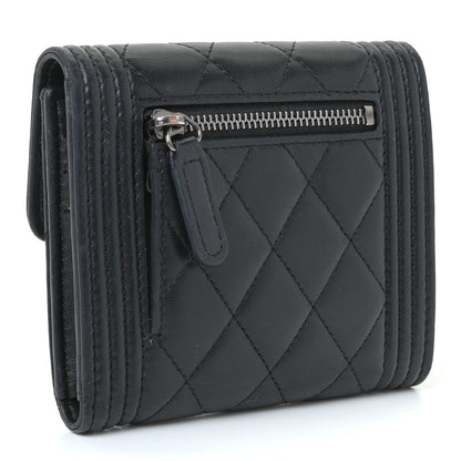 Chanel Lambskin Quilted Compact Boy Wallet Black 3 of 15