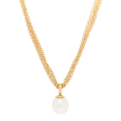Tiffany 18K Yellow Gold Pearl Multi Chain Toggle Necklace 1 of 5