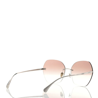 Chanel Titanium Rimless Square Sunglasses 4271-T Silver Brown 4 of 8