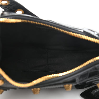 Balenciaga Extra Supple Calfskin Crocodile Embossed Le Cagole Shoulder Bag XS Black 5 of 11