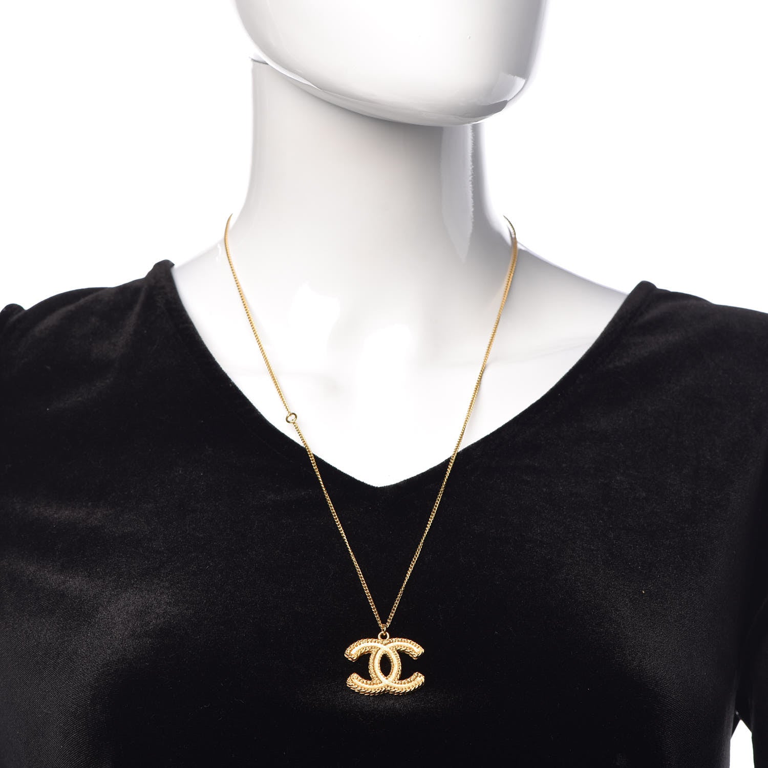Chanel CC Necklace Matte Gold 2 of 5