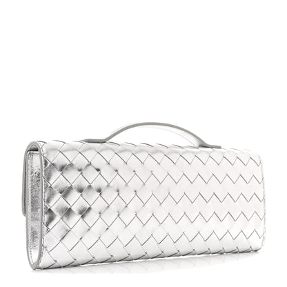 Bottega Veneta Metallic Nappa Intrecciato Long Andiamo Top Handle Silver 3 of 10