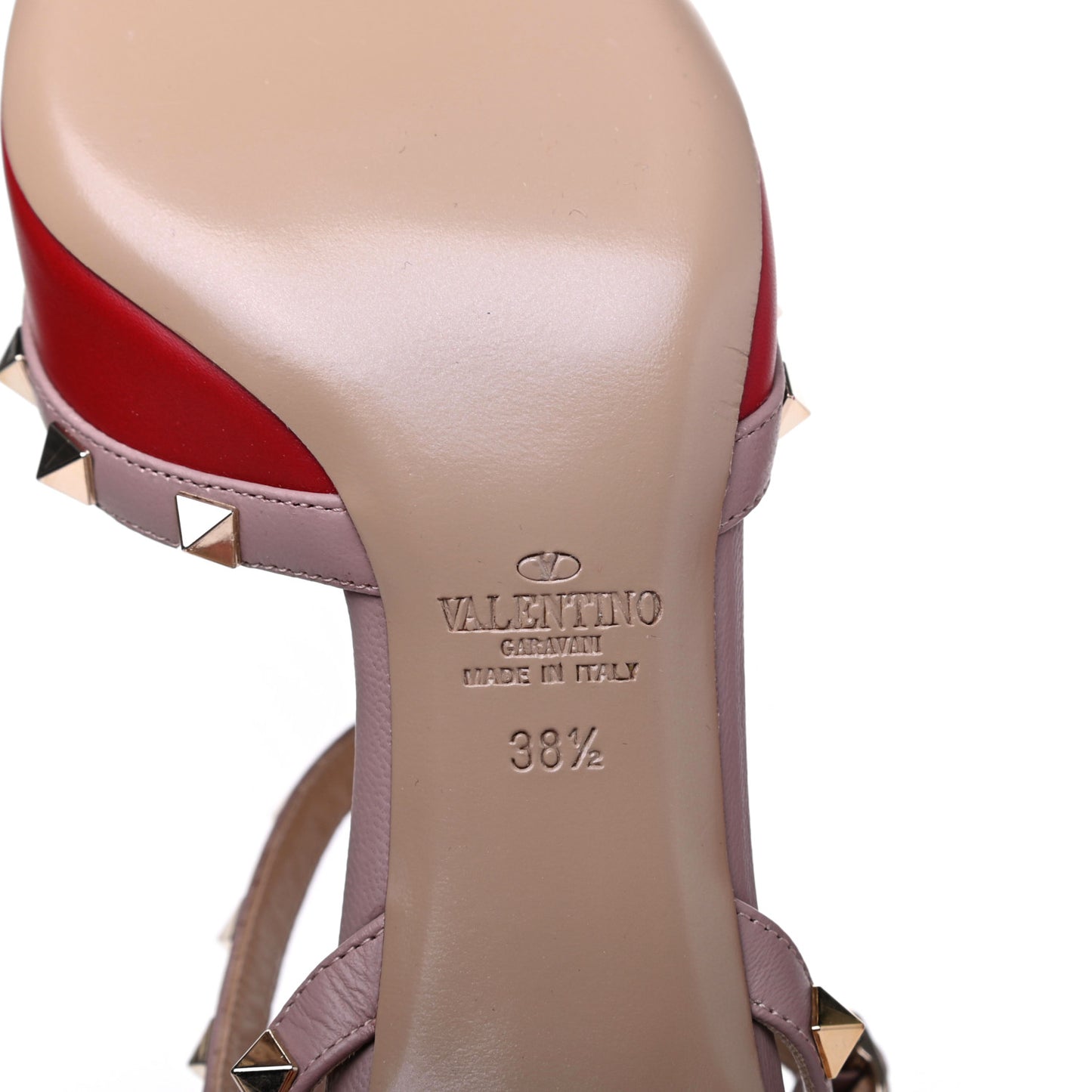 Nappa Rockstud Ankle Strap 65mm Pumps 38.5 Rosso Valentino Poudre