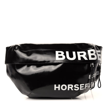 Burberry Coated Canvas Horseferry Print Extra Large Bum Bag Black 1 of 9