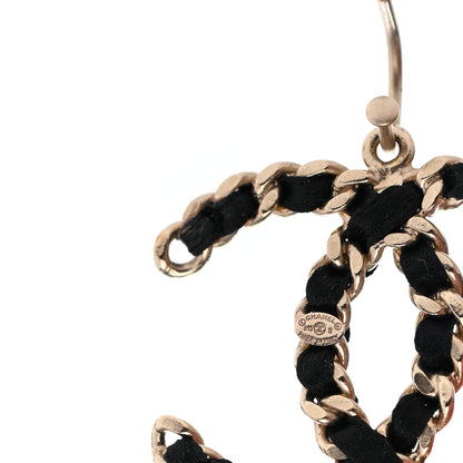 Chanel Satin CC Drop Earrings Black Gold 4 of 4