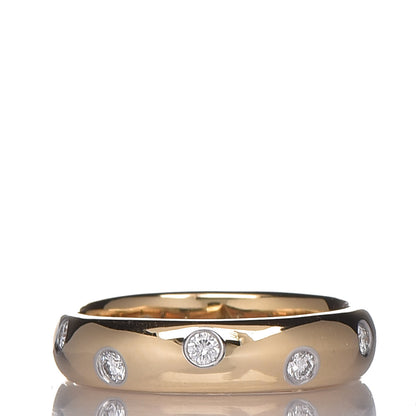 Tiffany 18K Yellow Gold Platinum Diamond 4mm Etoile Band Ring 48 4.5 3 of 6