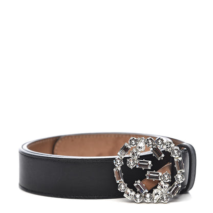 Gucci Calfskin Crystal Interlocking G Belt 80 32 Black 1 of 11