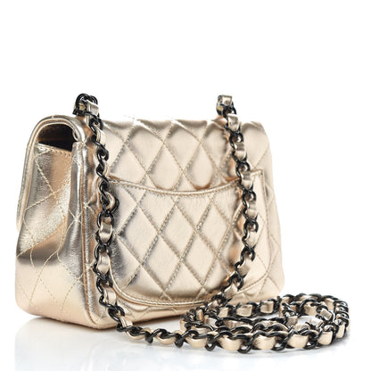 Chanel Metallic Lambskin Quilted Mini Square Flap Gold Black 3 of 10