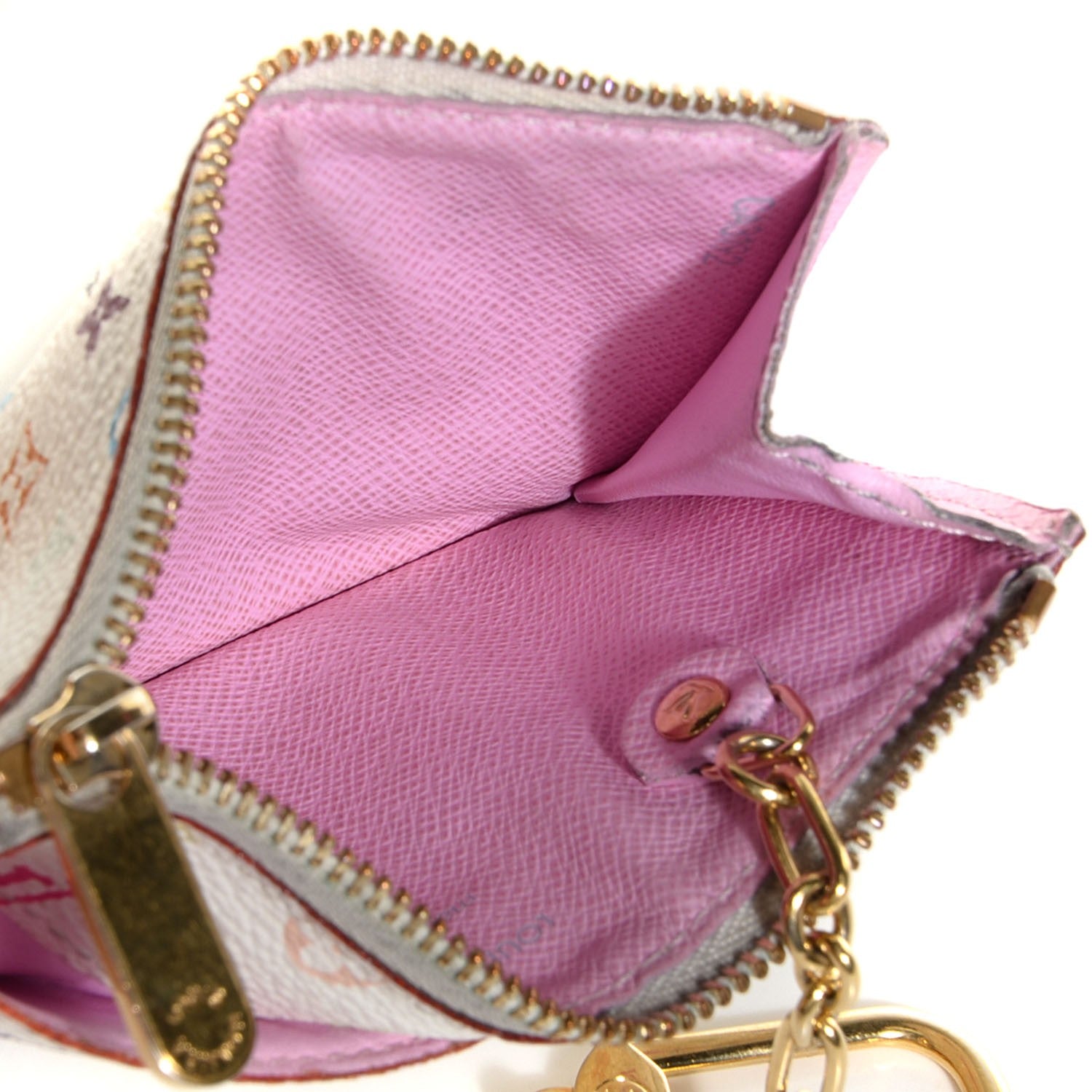 Louis Vuitton Monogram Multicolor Key Pouch White Litchi 5 of 7