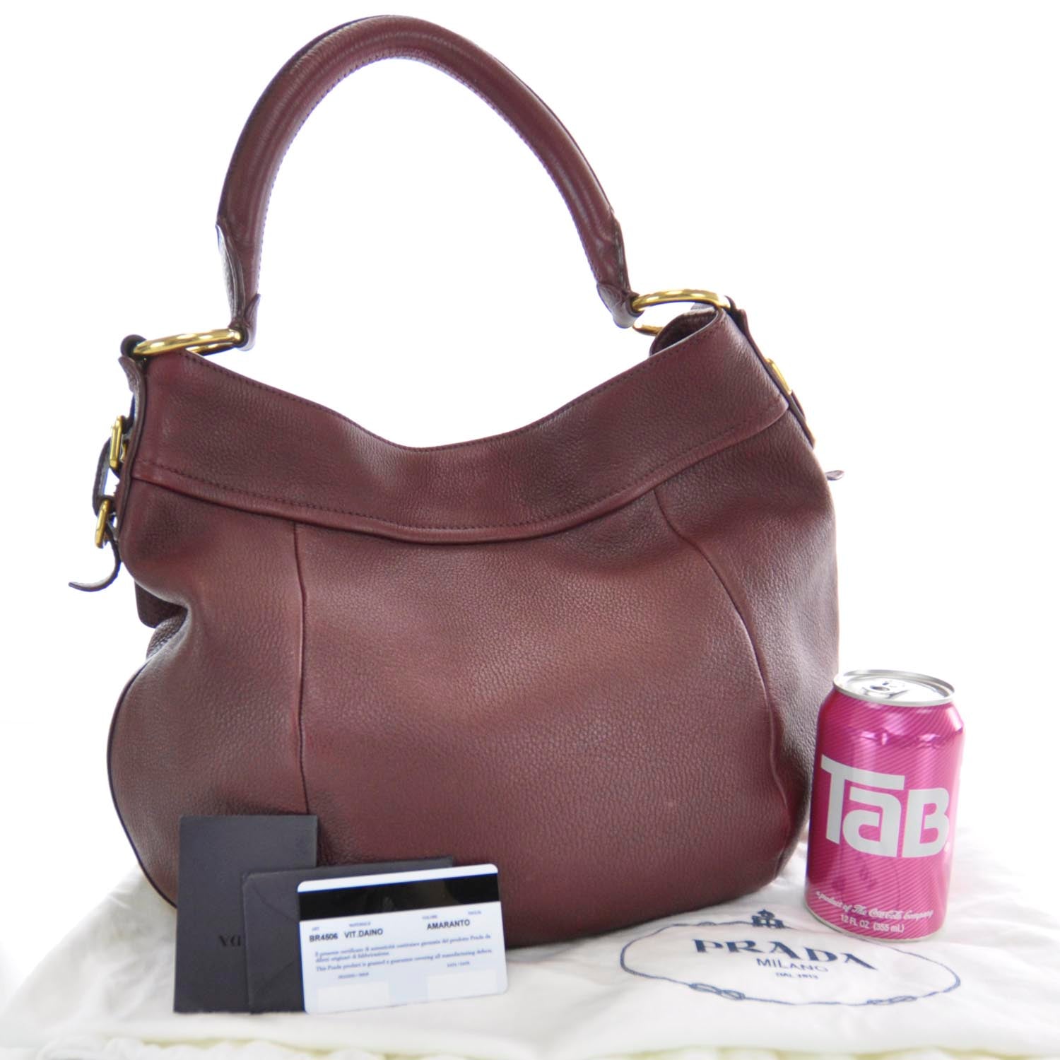 Prada Vitello Daino Hobo Amaranto 3 of 9