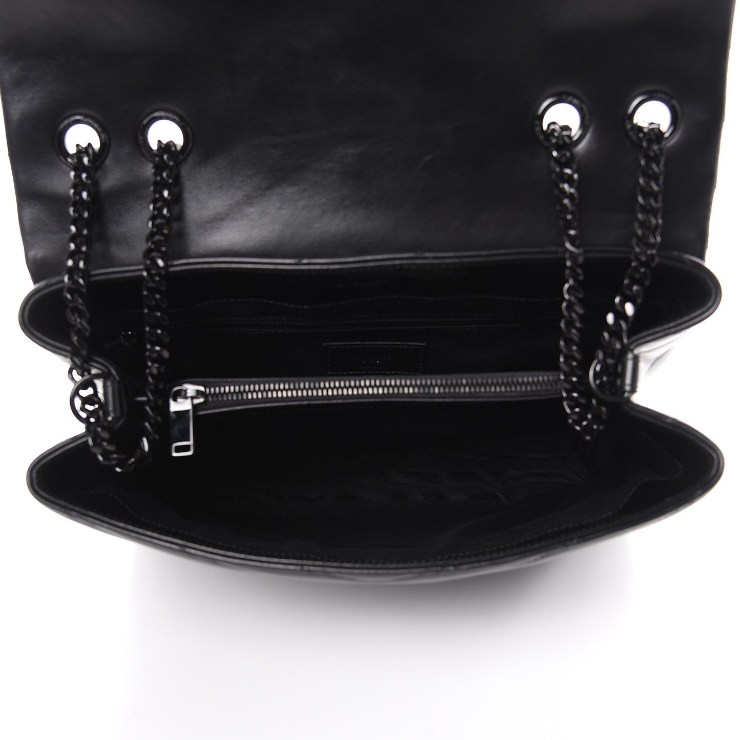 Calfskin Y Quilted Monogram Medium Loulou Chain Satchel Black