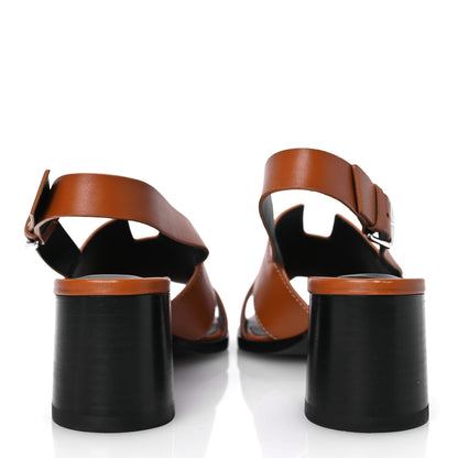Hermes Calfskin Elbe 60 Sandals 38.5 Marron Glaise 6 of 13