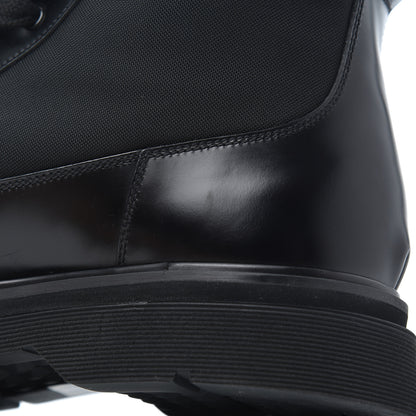 Prada Spazzolato Roi Technical Nylon Metal Triangle Logo Mens Pouch Pocket Combat Boots 9.5 Black 9 of 16