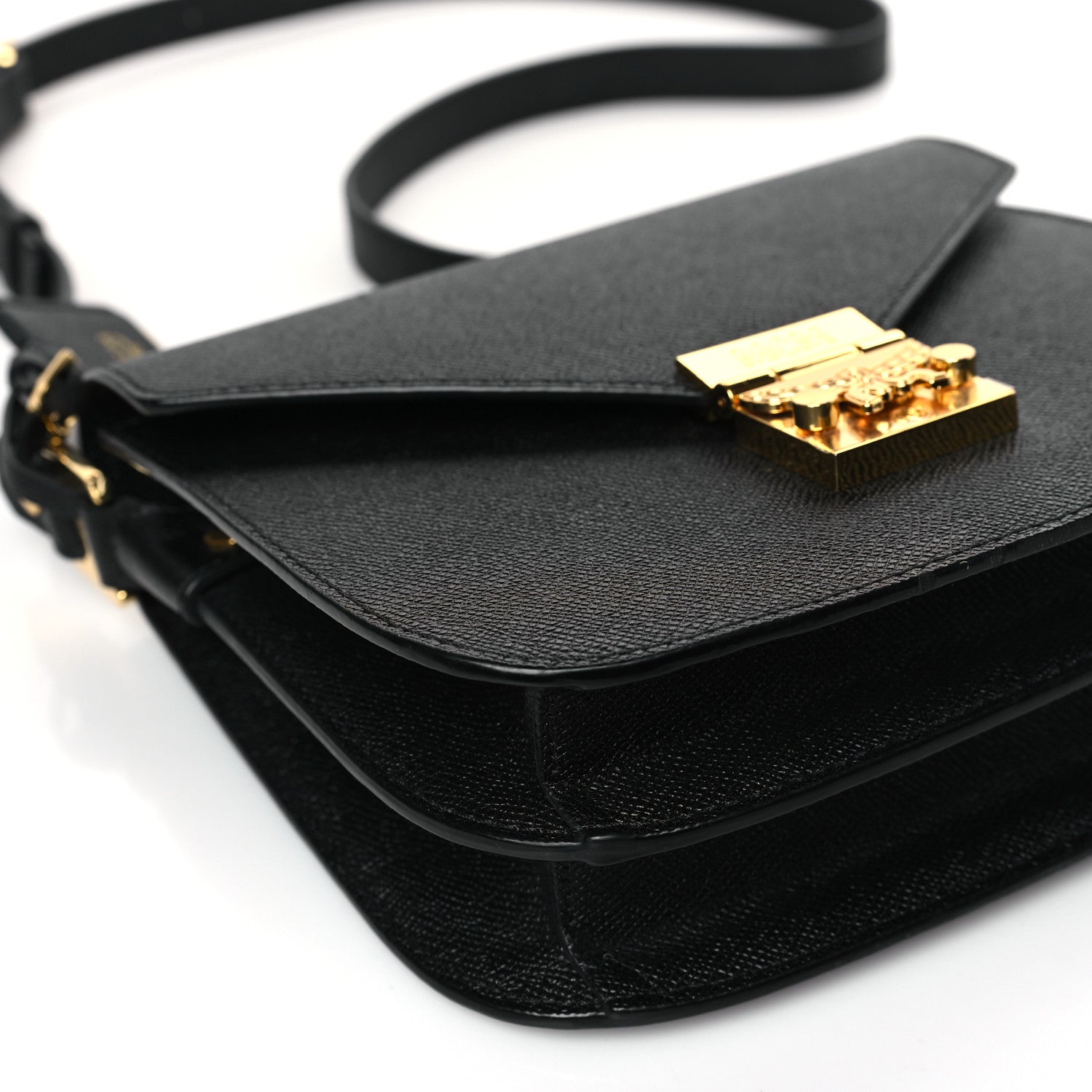 MCM Grained Calfskin Patricia Park Avenue Crossbody Bag Black 7 of 8
