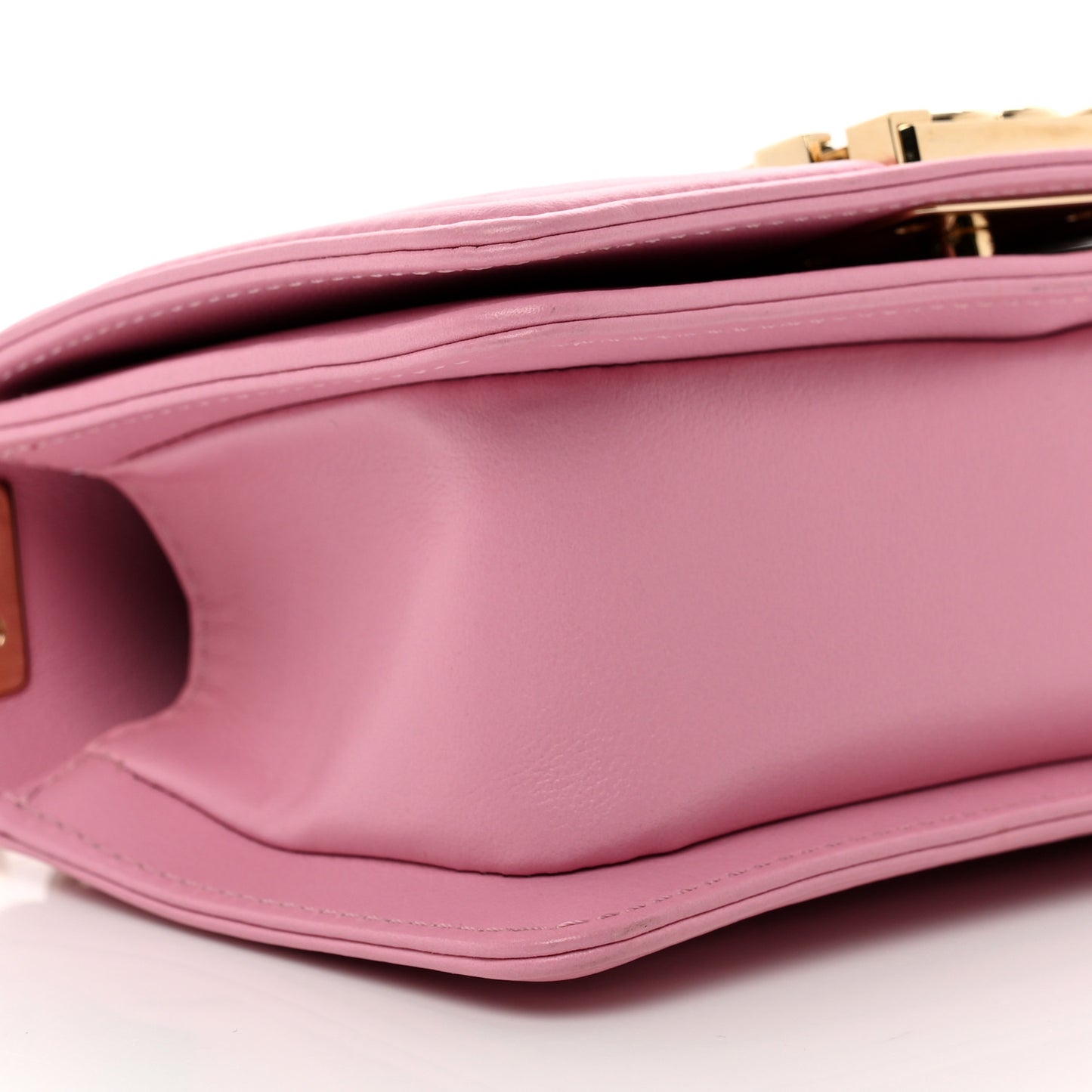 Calfskin Chevron Quilted Mini Boy Flap Pink