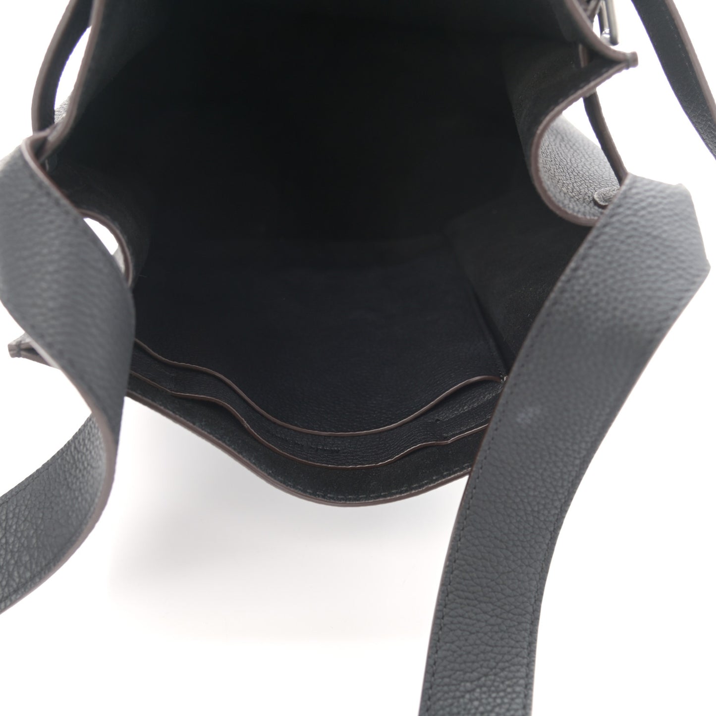 Supple Grained Calfskin Long Strap Big Bag Bucket Black