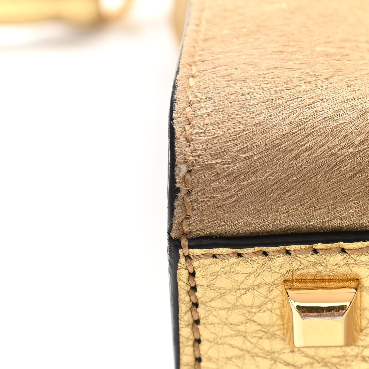 Valentino Garavani Metallic Calf Hair Small My Rockstud Frame Bag Gold 17 of 19