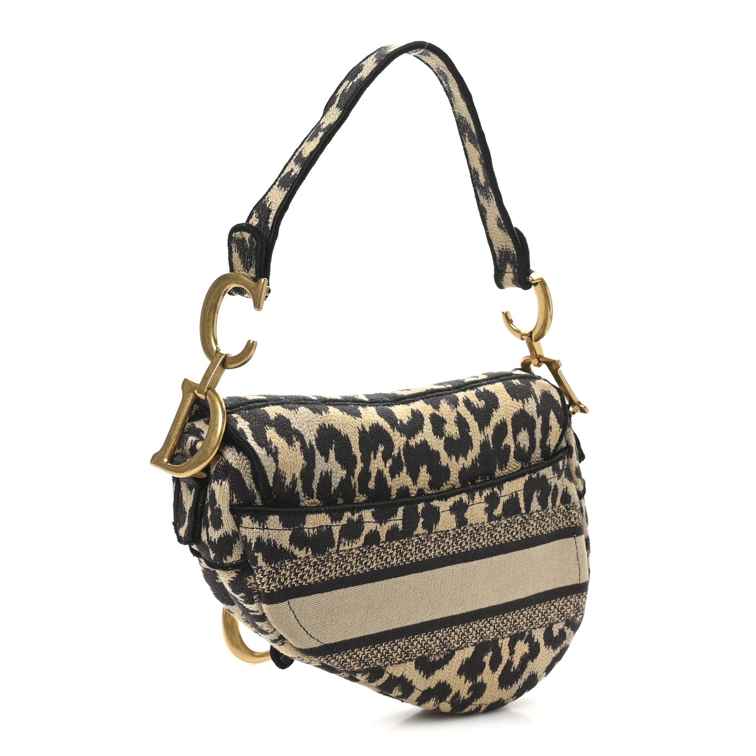 Christian Dior Canvas Mizza Embroidered Saddle Bag Beige