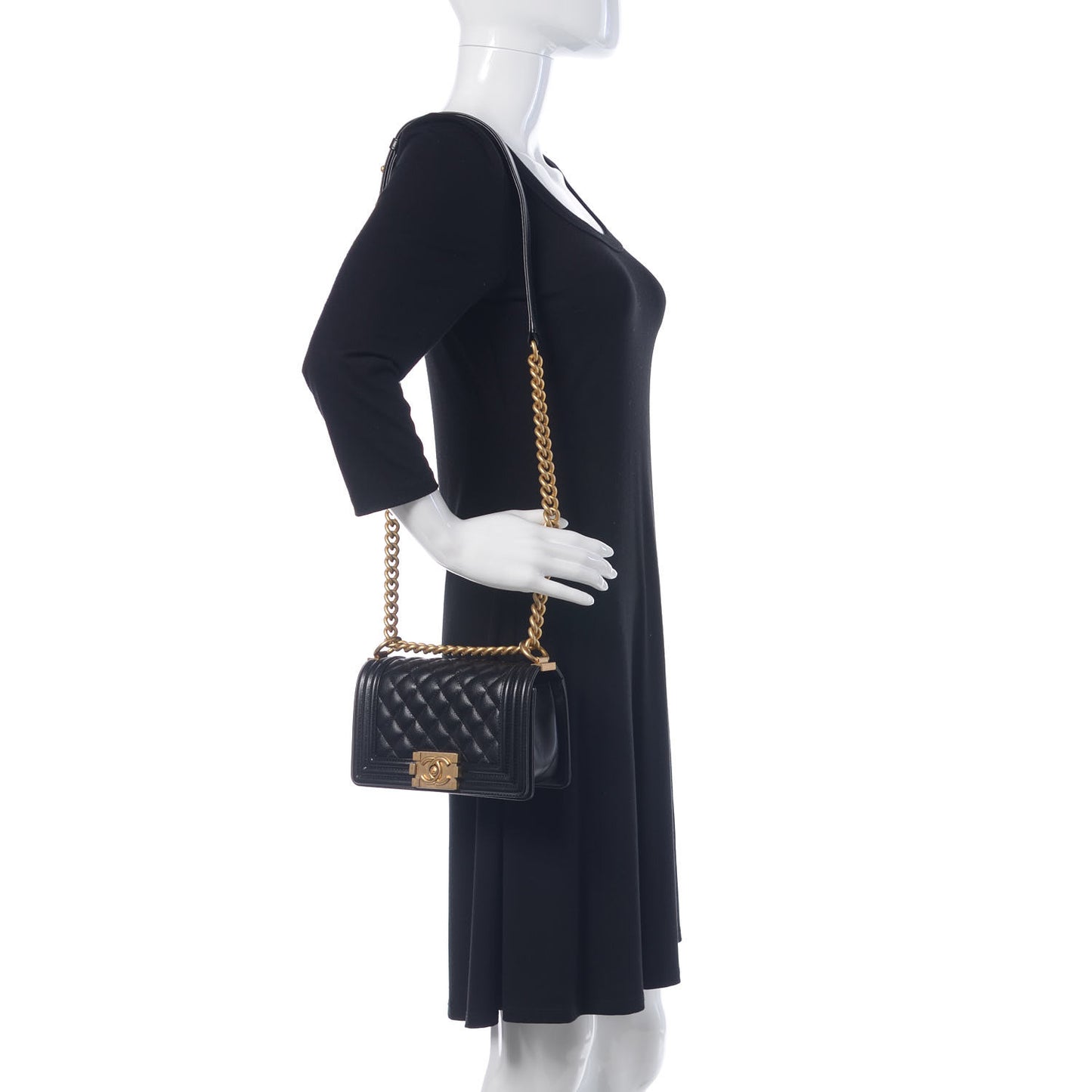 Caviar Quilted Small Boy Flap Black
