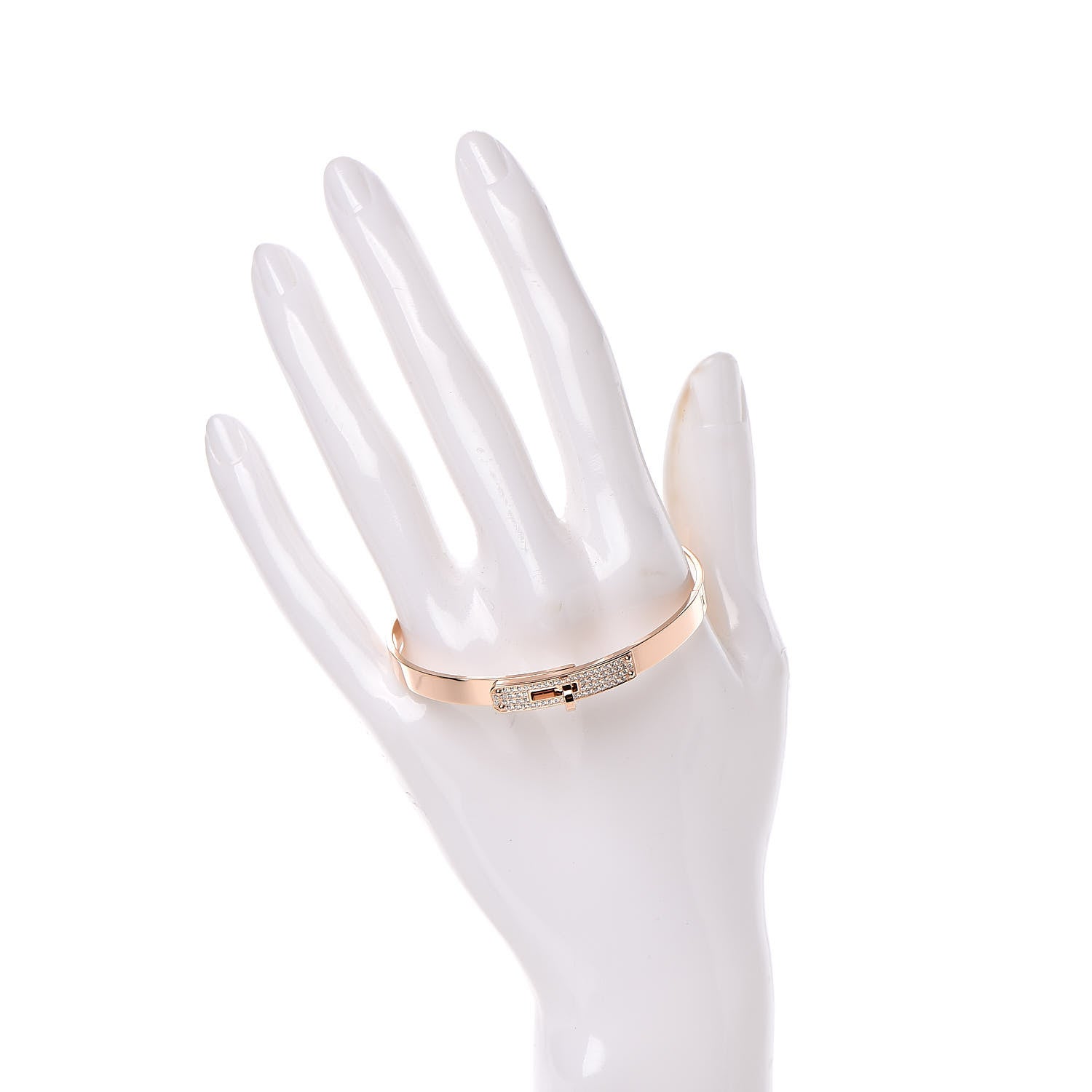 Hermes 18K Rose Gold Diamond PM Kelly Pave Bracelet SH 2 of 5