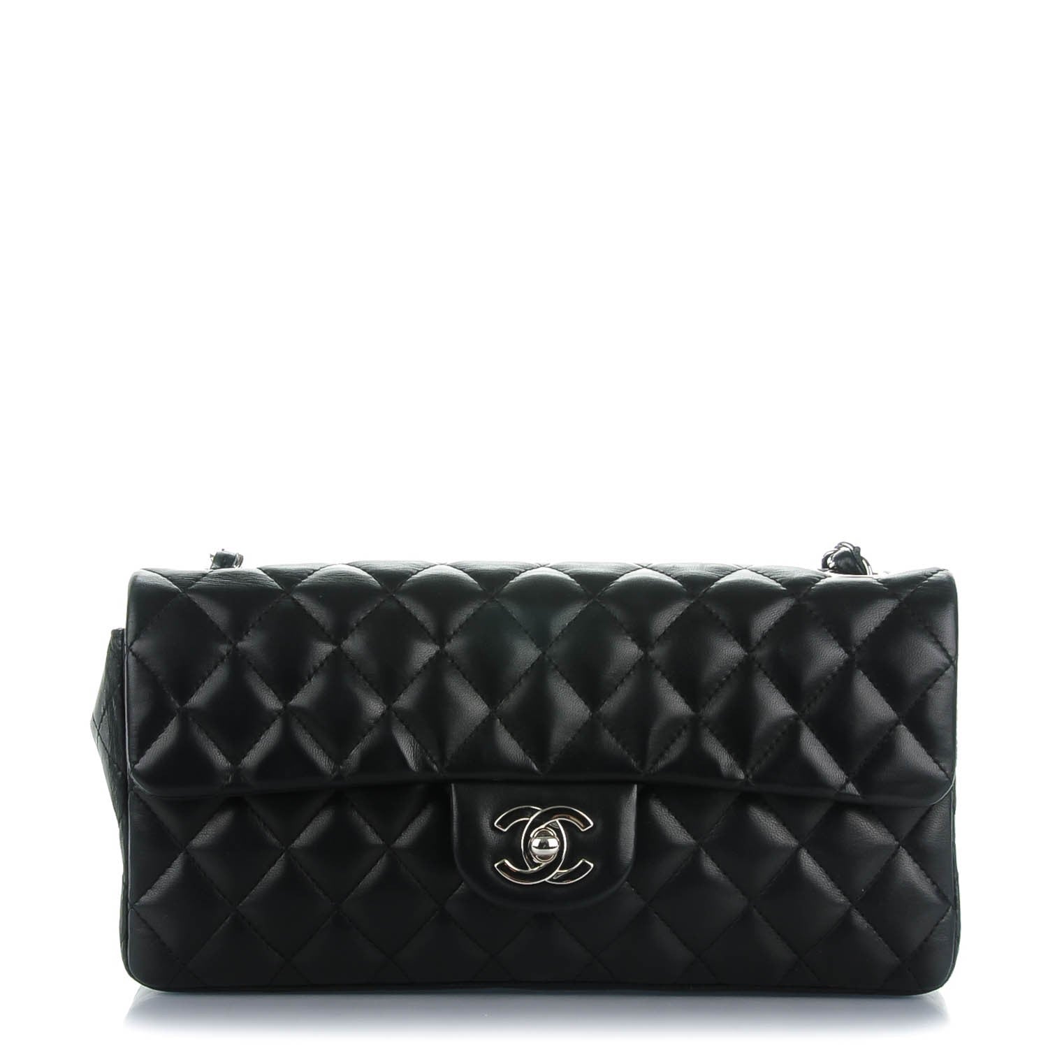 Chanel Lambskin Quilted East West Flap Black 1 of 8