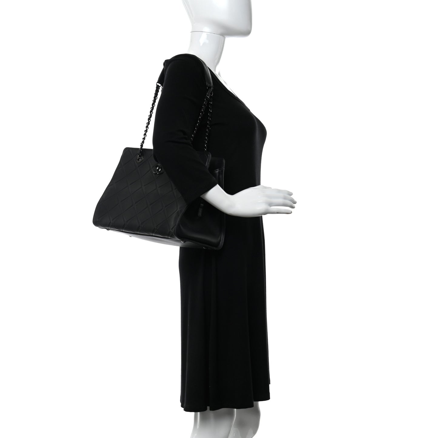 Calfskin Propeller Shopping Tote Black