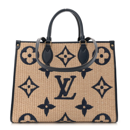 Louis Vuitton Raffia Calfskin Monogram Giant Onthego MM Blue 1 of 11